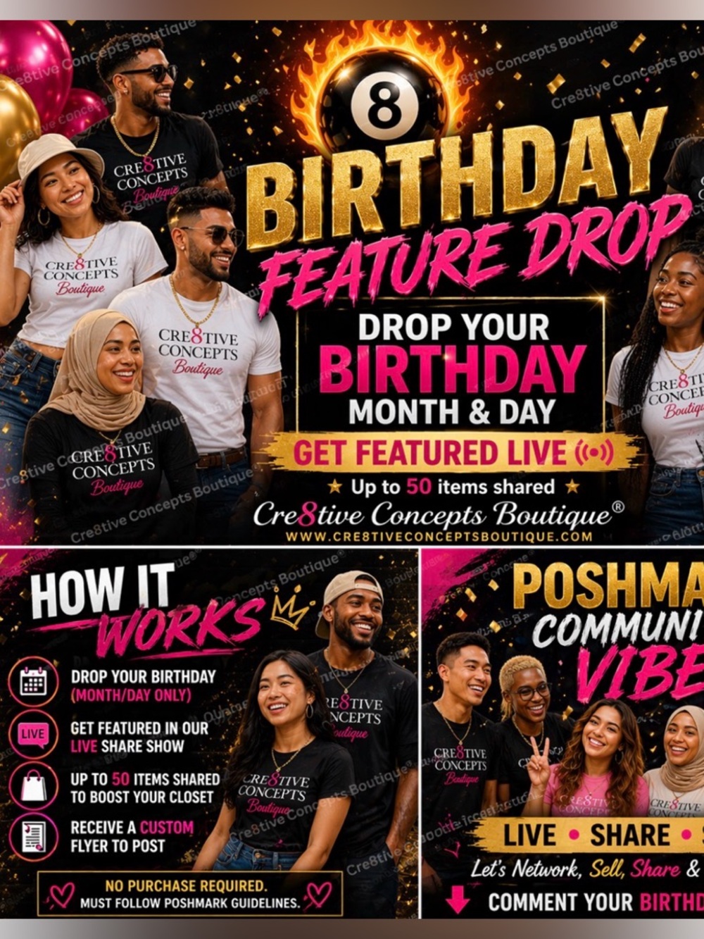 🎂 Birthday Feature Drop| Poshmark Community Event | Cre8tive Concepts Boutique®️